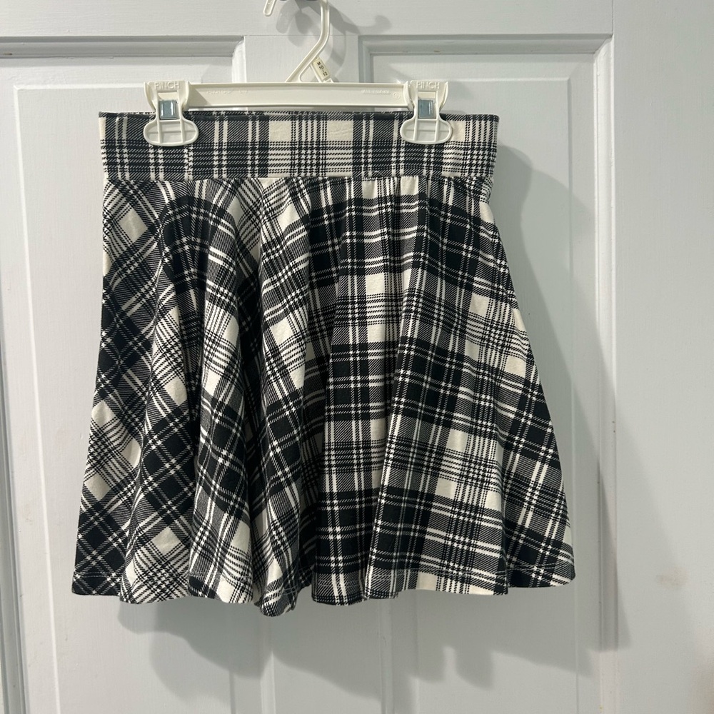 Nordstrom Monochrome Plaid Skater Skirt